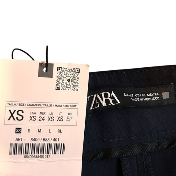 Zara Women's Balloon Fit Ankle Pants-High Waist Relaxed Fit-Dark Navy- Size XS - Picture 8 of 12